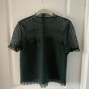 Jade green lace top from Zara. Perfect!